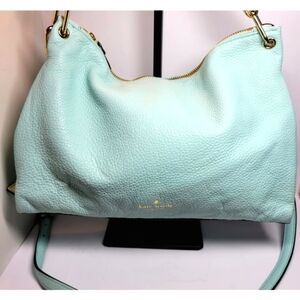 Kate Spade Elliot Place Carmina Mint Blue Pebbled Leather 2-Way Bag Braided
